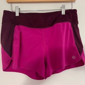 Athleta Track This Run Short 3" Womens Size M Electric Fuchsia Zip Pocket Lined